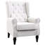 Fauteuil d'appoint blanc crème avec tissu respirant, pour une touche de fraîcheur. Fauteuil à boutons. Design élégant. Haut dossier à oreilles et assise rembourrée. Assise épaisse et rembourrée. Convient au salon, à la chambre et au bureau. Bois massif et eucalyptus.