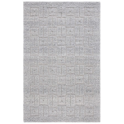 Tugrul Hand Woven Wool/Pet Wool/Cotton Geometric Rug in Gray