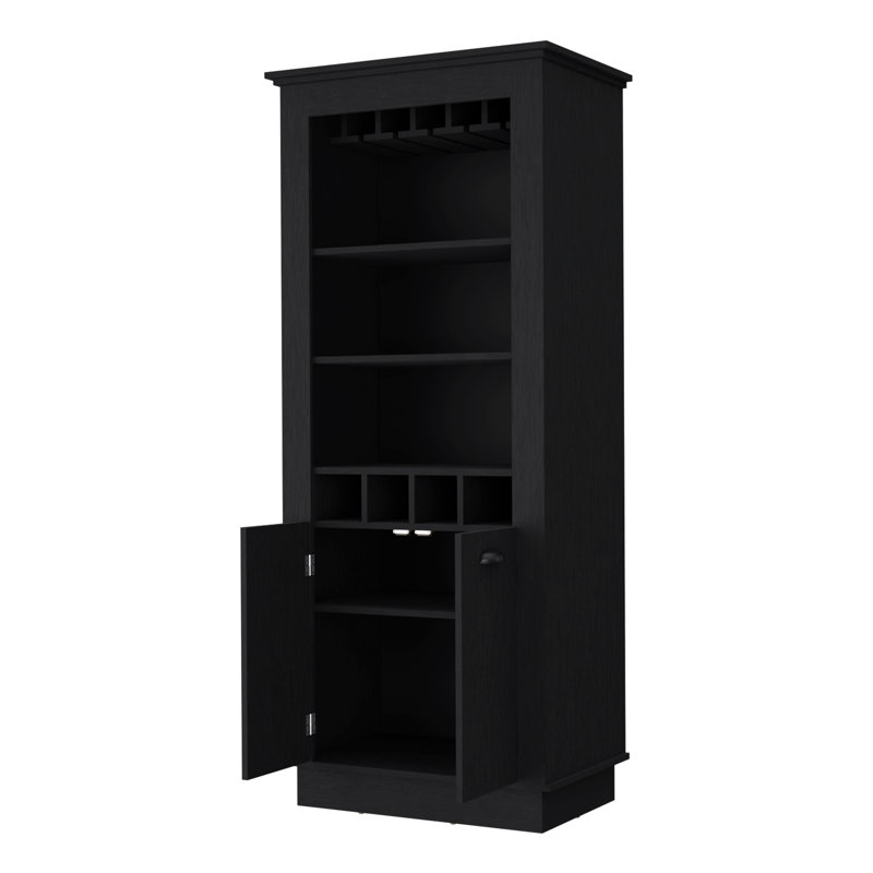 Armoire-bar à vin noir avec espace de rangement intérieur et grande capacité de rangement, Noir