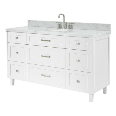 ARIEL Monroe 54 Single Sink Bathroom Vanity with Carrara Quartz Top
