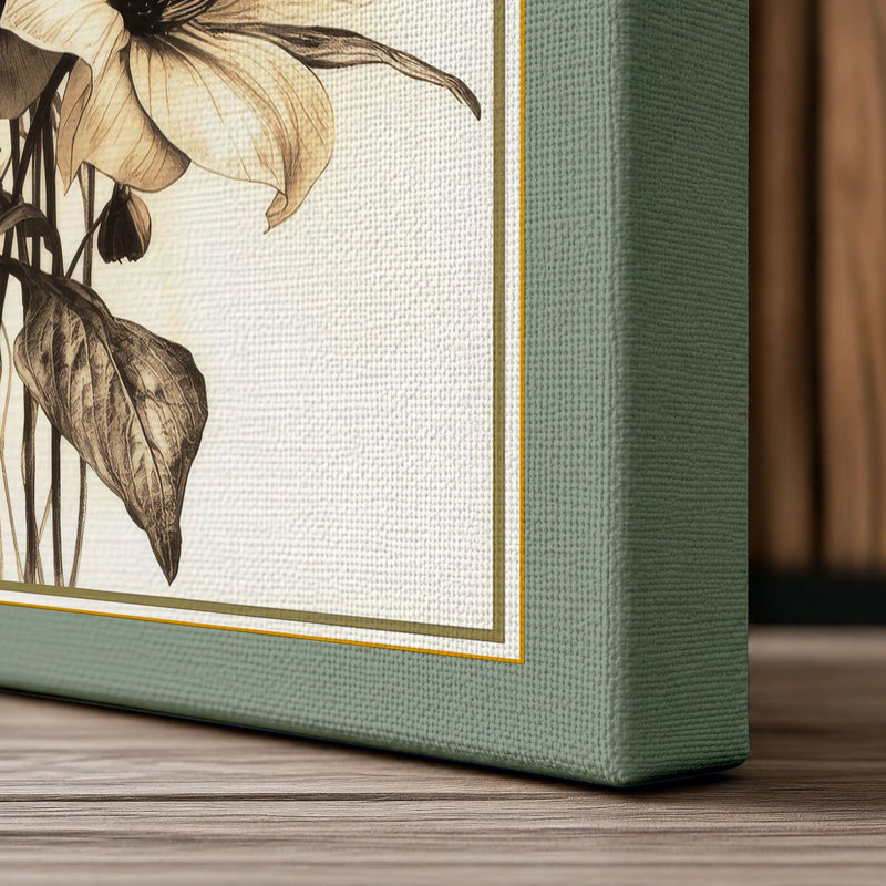 Gathered Daisies Botanical - Wrapped Canvas, 18x12 - 45.7 x 30.5 cm, Sage Border