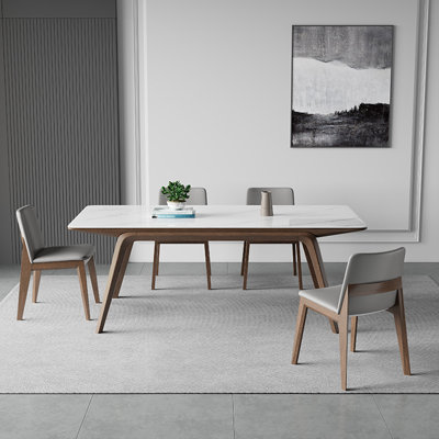 Nordic Rectangular Rock-Plate Dining Table Chair 4 - Person Four Leg Dining Set
