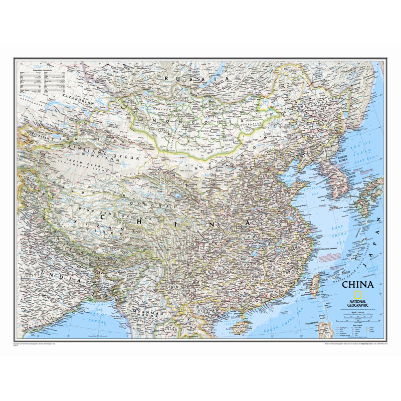 China Classic Wall Map, Laminated (24" x 30")
