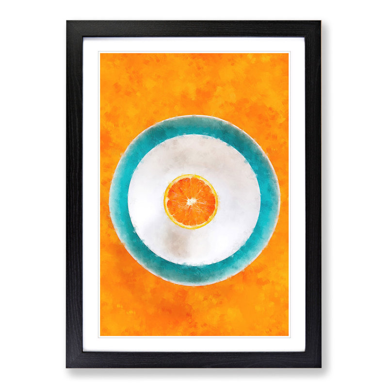 Orange Circles - Framed Print, 65cm H x 48cm W x 2cm D, Black Framed