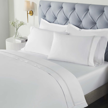 Fieldstone Cotton Two-Line Embroidered Deep Pocket Bed Sheet Set by Superior