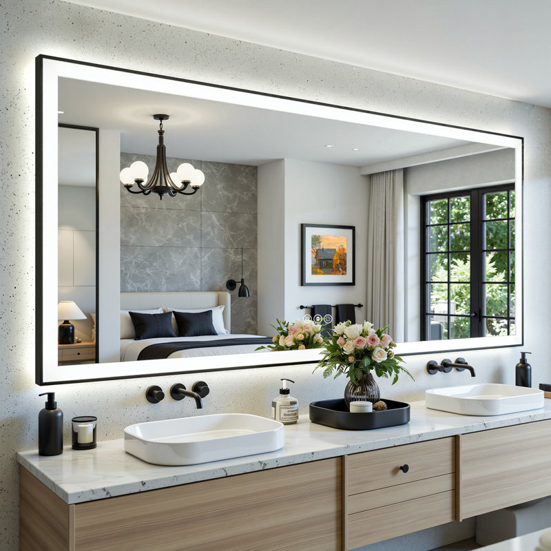  Lunara UL Certified Metal Framed Front Light & Backlit Memory LED Light Bathroom Vanity Mirror with 3 Year Warranty