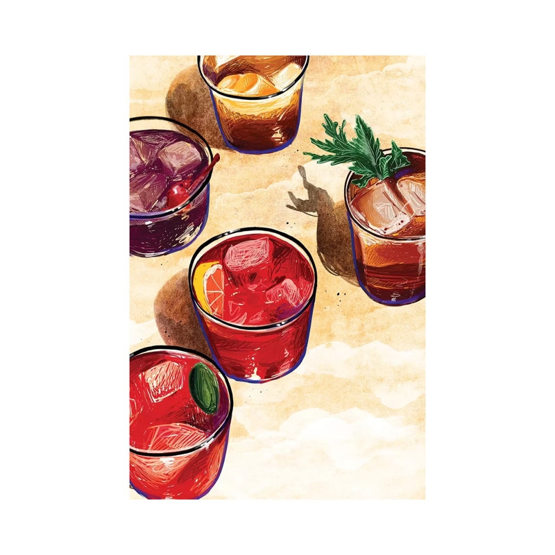 Cocktail - reproduction d'art murale - toile tendue, H 12 po x l 8 po, Toile tendue, Ne s’applique pas