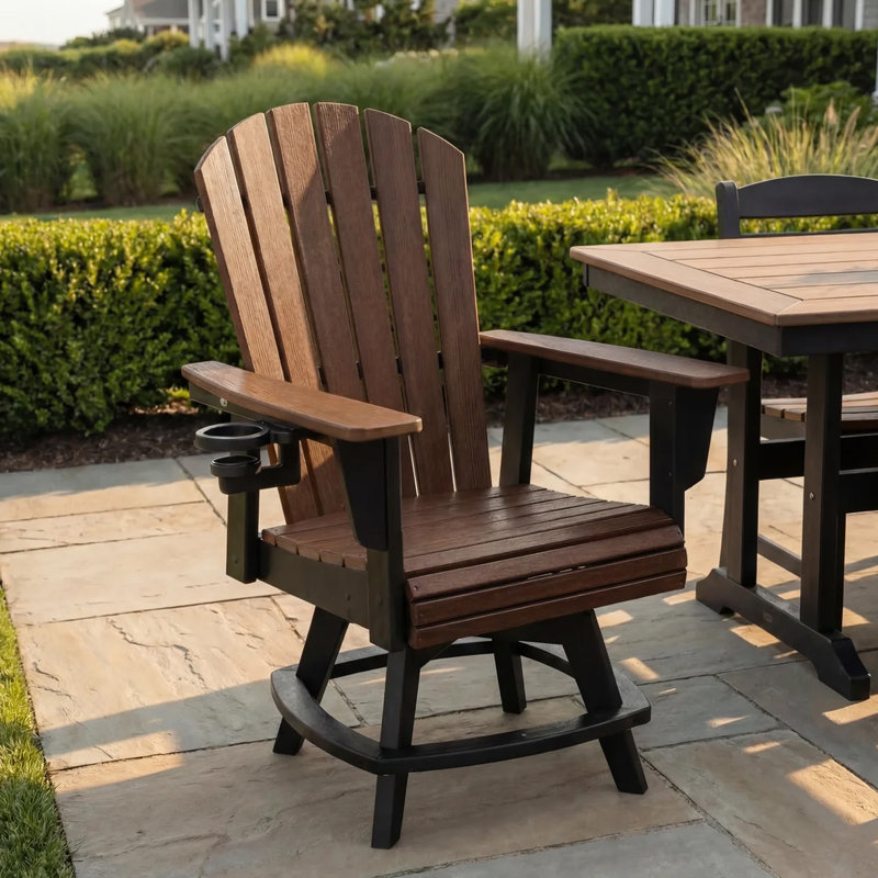 Chaise pivotante Featherstone Adirondack, noire, Noir/noyer