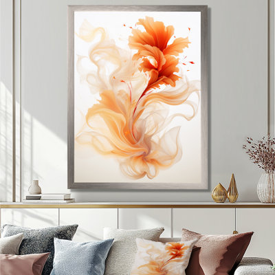 Watercolor Modern Floral In Orange - Abstract Encre liquide, impressions encadrées