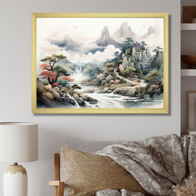 «Gray River China Landscape II», art mural Chine