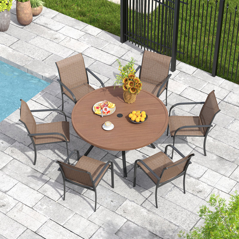 Ensemble repas extérieur pour 6 personnes, Brun / brun clair