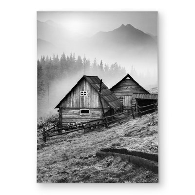 Mountain Carpathian Village Gray Landscapes Outdoor Rug | Decor