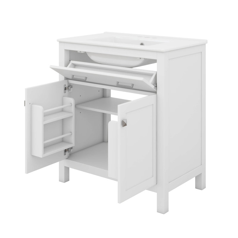 Ensemble de meuble-lavabo 60 po avec lavabo double, ensemble de meuble-lavabo double (séparé), tablette réglable, portes à fermeture en douceur et tiroir rabattable