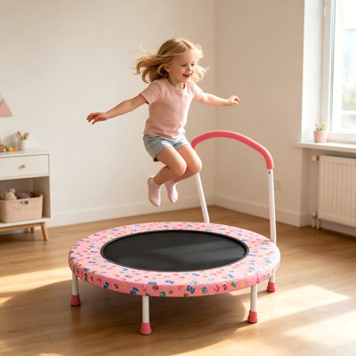 Mini trampoline 36 "pour enfants de 1 à 6 ans, transat intérieur pour tout-petits avec poignée de sécurité - Équipement d'exercice amusant