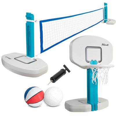 Xtremepower Hdpe Adjustable Pool Volleyball And Basketball Combo Set (2-in-1)