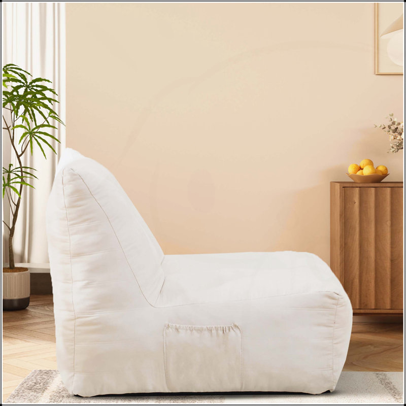 Fauteuil à billes gonflable, Suède blanc
