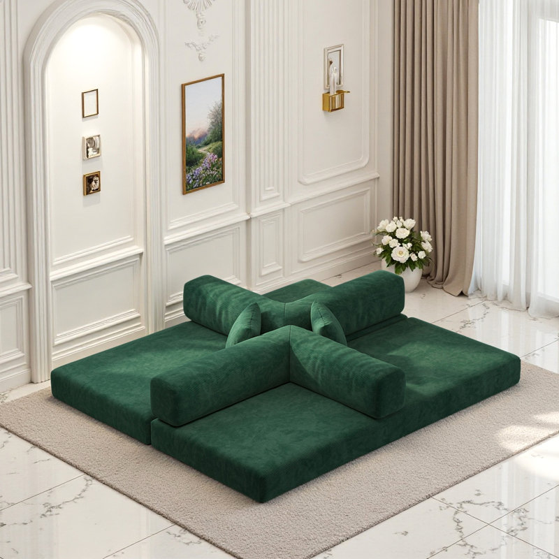 Canapé-lit convertible Boneless de 78 po avec 2 coussins, Vert foncé, 28.34" H x 62.99" W x 37.4" D