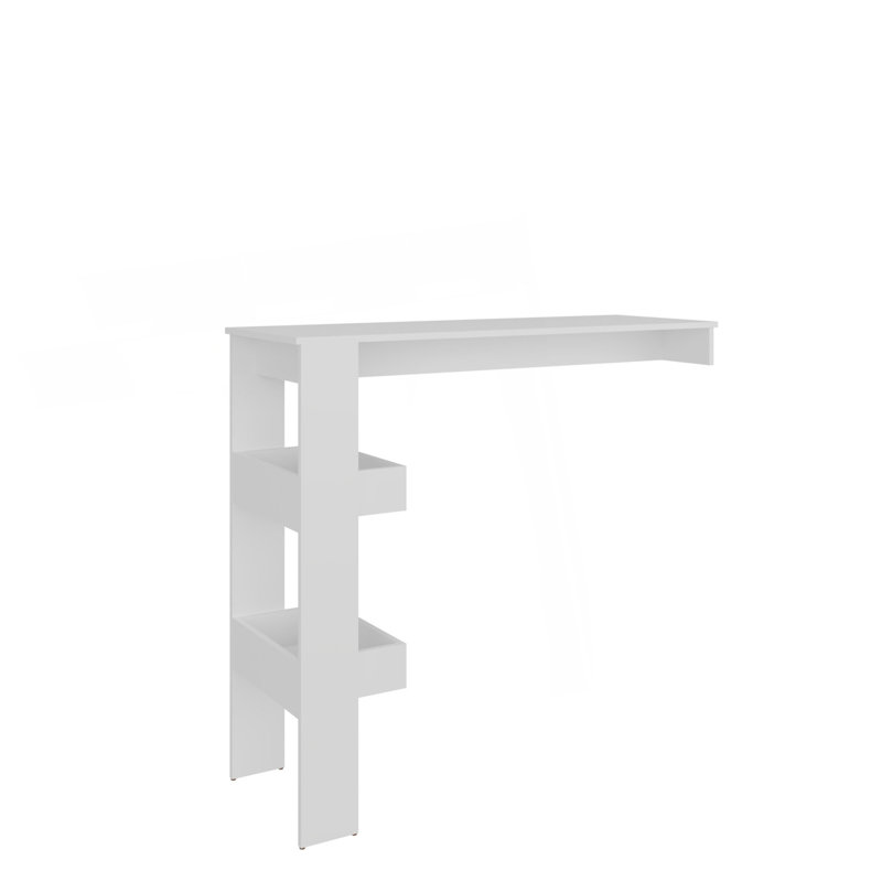 Table de bar Aurora avec tablette de rangement, design moderne pour bar à domicile, cuisine ou salle à manger, blanc