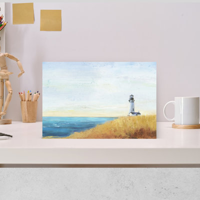 Phare par la mer tranquille, architecture côtière, art mural