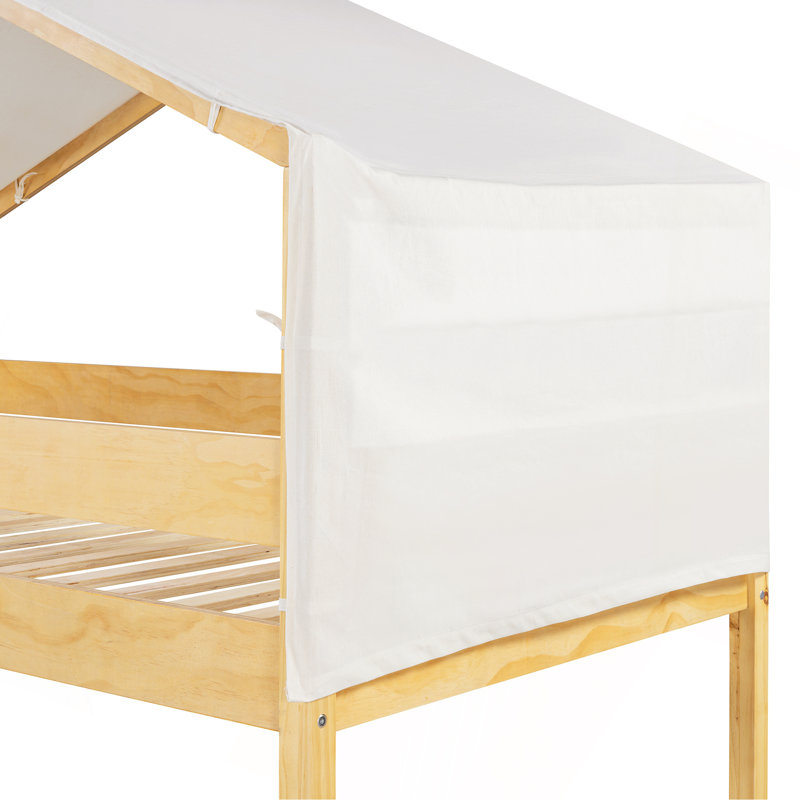 Lit superposé simple au-dessus de simple avec des éléments ludiques, Naturel
