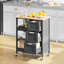Ariayah Solid Wood Top Kitchen Island Cart with Wheels  & Drawers-1162569825
