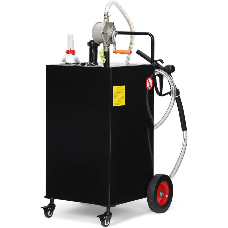 50 Gal Fuel Caddy with Manual Pump - Heavy Duty Portable Gas & Diesel Transfer Tank on Wheels, Spill-Proof Fuel Container for Boat, Truck, ATV & Farm, Black