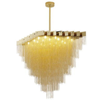 Modern 20-Light Aluminum Chain Chandelier 