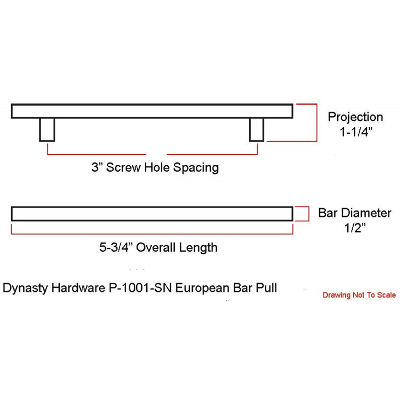 Satin Nickel 5.75" Modern European Bar Cabinet Pull