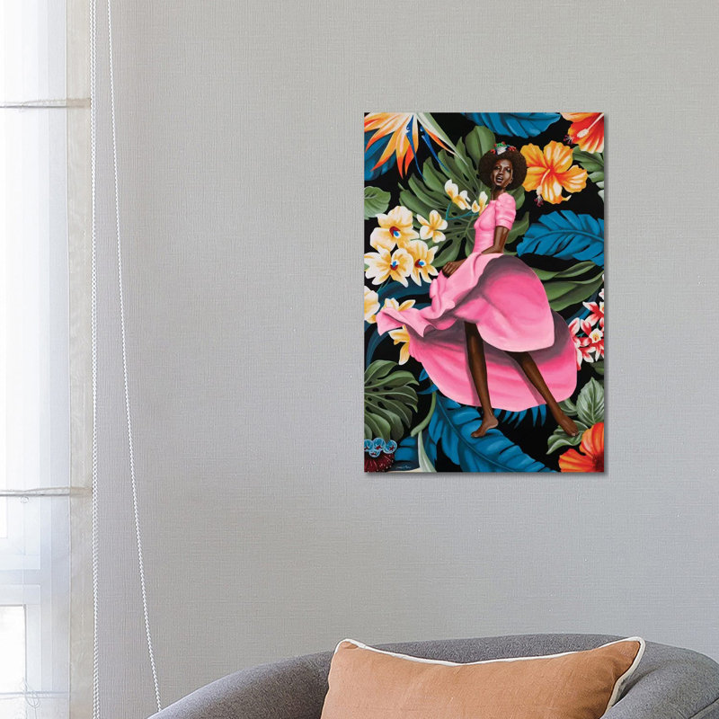 «Jungle Rose» par Christian Eager - impression d'art graphique, Toile tendue, Aucun mat, H 26 po x l 18 po x 1,5 po
