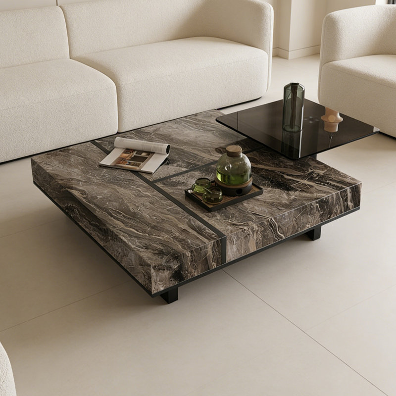 Ensemble de tables basses Simplicity Home, H 11,81 po x L 35,43 po x l 35,43 po, Noir/gris