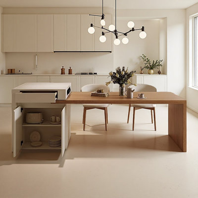 Queenborough Modern Kitchen Island with Extendable Table