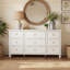 Commode 9 tiroirs l 63 po avec 3 grands tiroirs centraux et boutons dorés-1844960147