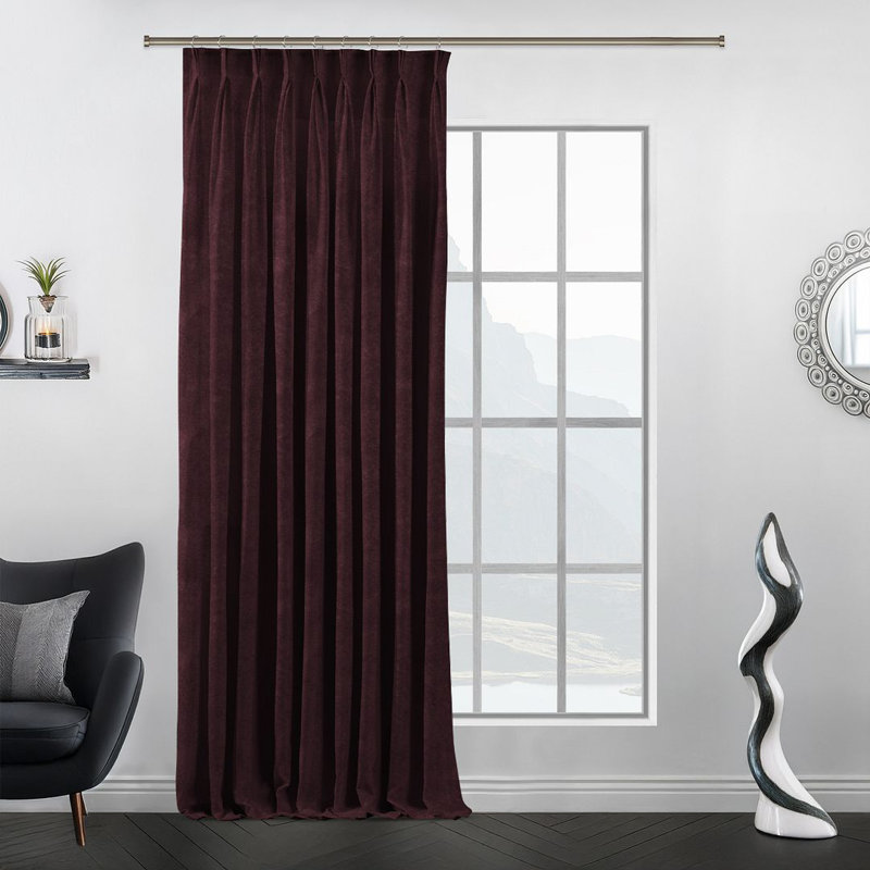 Room Darkening Single Curtain Panel, Wine Red, 130cm Width x 325cm Drop