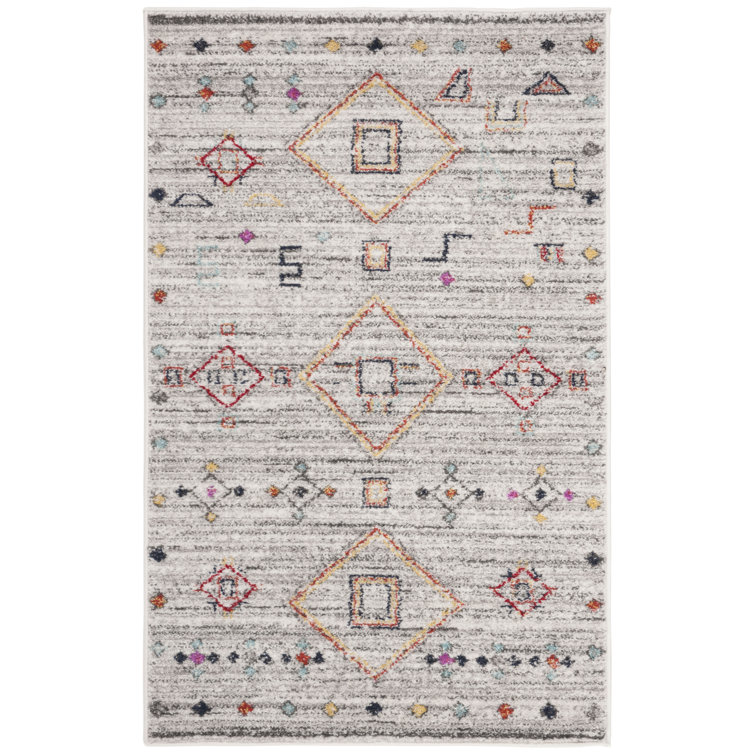 Muniz Power Loom Light Grey/Red Rug