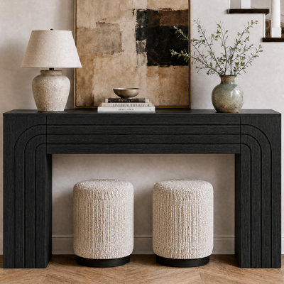 Retro Style Fluted Entry Sofa Table with Storage