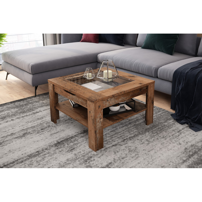 Hadlow Four Leg Coffee Table with Storage, Brown