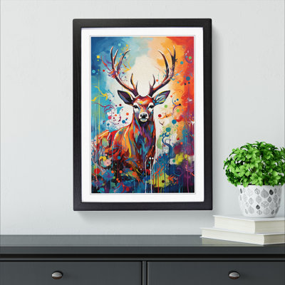 Deer Expressionism - Single Picture Frame Print on Wood
