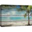 IDÉE 4 WALL - Reproduction d'art sur toile - Plage tropicale avec palmier sur fond en bois rétro - 12 po x 18 po-1271890183-1313155489