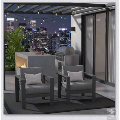 Ensemble de 2 fauteuils de patio en métal toutes saisons avec structure en aluminium durable et coussins confortables, parfaits pour la détente en plein air