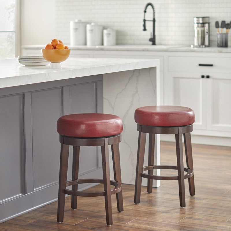 Tabouret de bar et de comptoir pivotant Attis, Rouge, Tabouret de comptoir (assise de 24 po de hauteur)