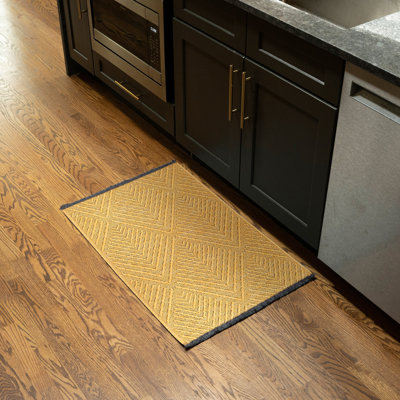 Breneisha Gold Machine Washable Non-Skid Rug