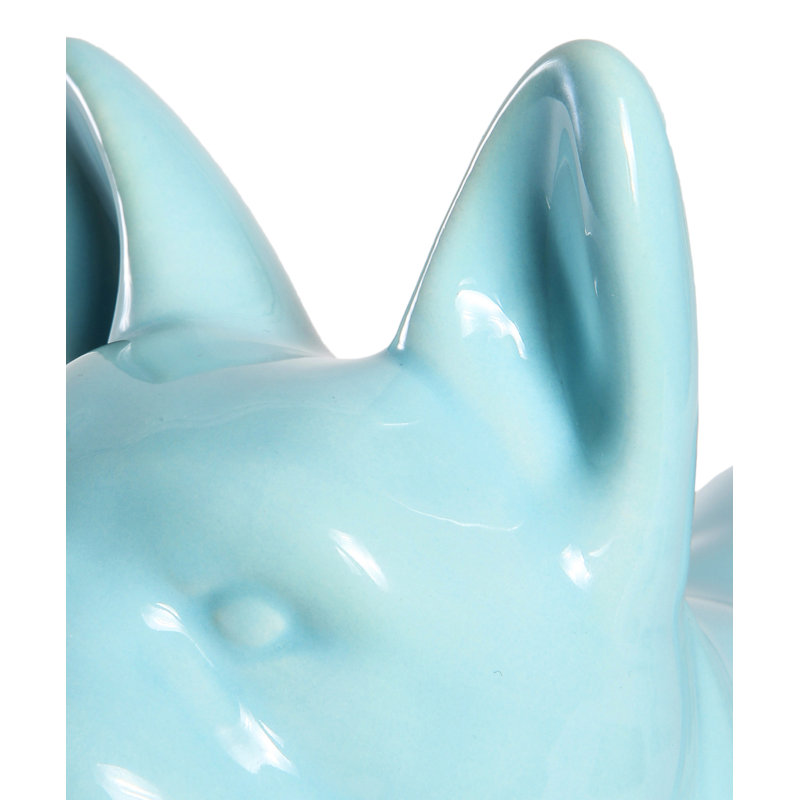 Figurine Rideau, Bleu lustré, H 7,87 po x l 9,84 po x P 4,13 po, Bouledogue