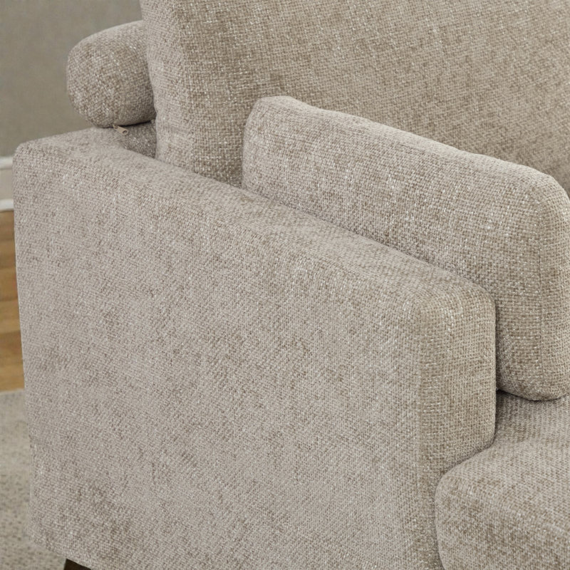 59.8" Length Slipcovered Upholstered Chaise Lounge, Taupe, Left Hand Facing