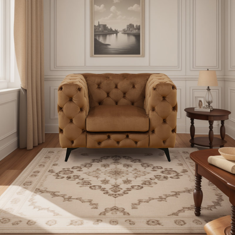 Chaise modulaire en microfibre brune