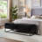 58.6" Bed Bench Metal Base With Storage Black Velvet-966425484