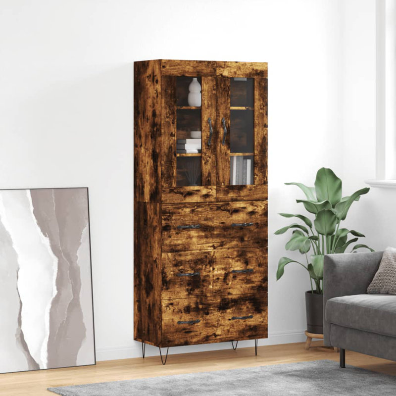 Tetteh 2 Door Manufactured Wood Wardrobe, Smoked Oak