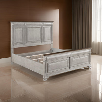 Aaella Kova Queen Size Bed, Clean Rustic Headboard Design, Brown Gray Oak Wood -  One Allium Way®, CBB3ED2A4C884CF0B10889B5BC3DC4FB