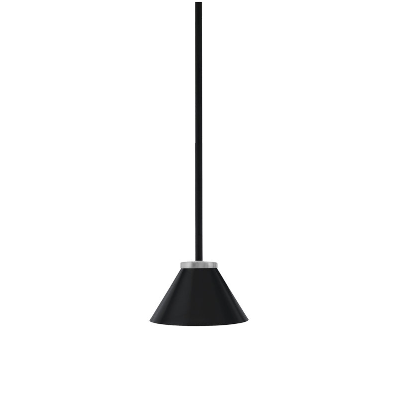 Mini-luminaire suspendu 1 lumière Amarmula, finition noir mat et graphite, abat-jour conique en métal noir mat 7 po, Noir