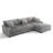 4 - Piece Upholstered Light Gray Faux Rabbit Fur Flannel Modular Sectional Sofa with Throw Pillows & Removable Ottomans-2062713295