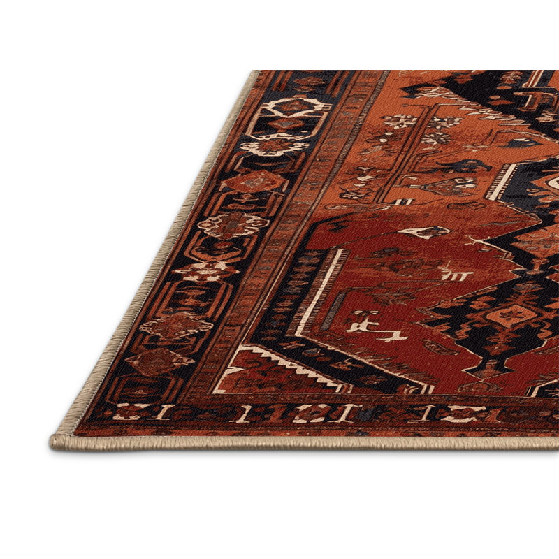 Tapis brun turc lavable à la machine, Carré 7 pi